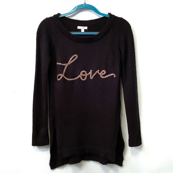 LC Lauren Conrad Glitter "Love" Script Graphic Sweater - Picture 2 of 8